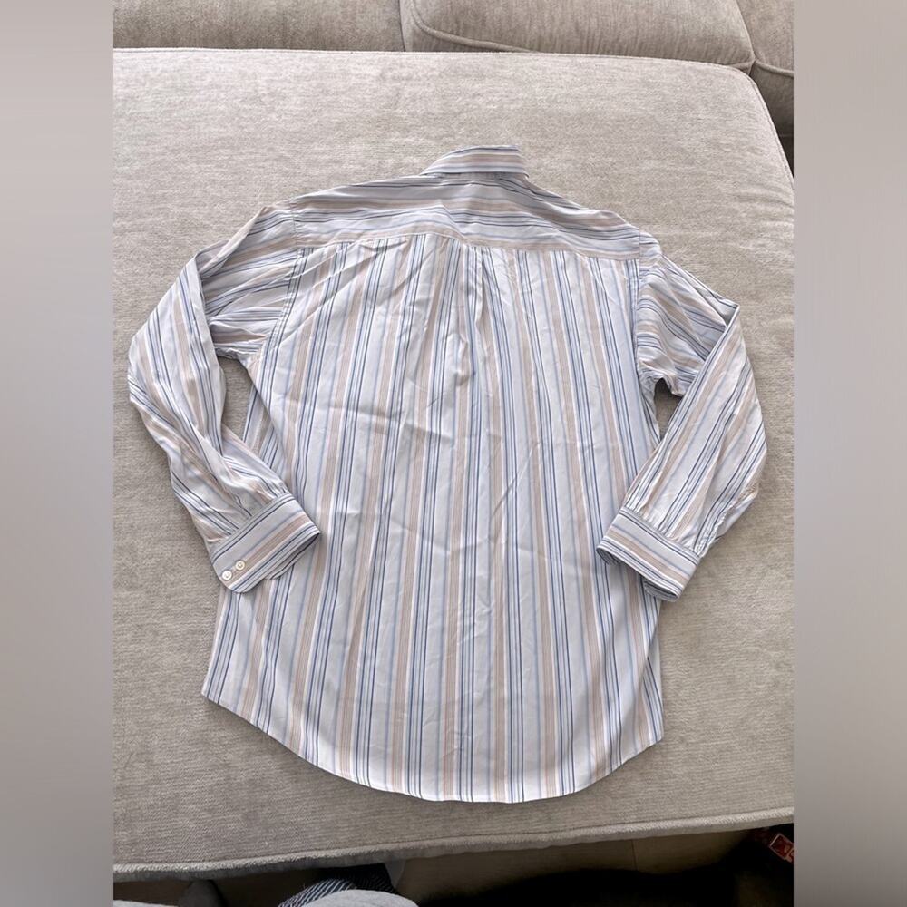 Burberry London Striped Button Down Dress Shirt Size L blue, tan, white and red. - Picture 6 of 6